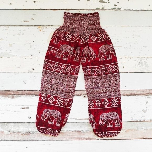 Red and white elephant harem pants - Picture 4 of 4